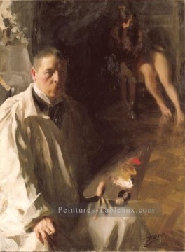 Autoportrait avec un modèle avant tout Suède Anders Zorn Peinture à l'huile